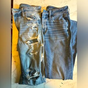 American Eagle Distressed and Classic Blue Jeans